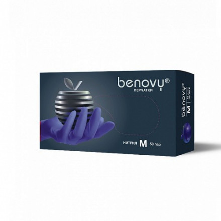 BENOVY   Перчатки нитриловые  50пар      Сиренево-голубые   M